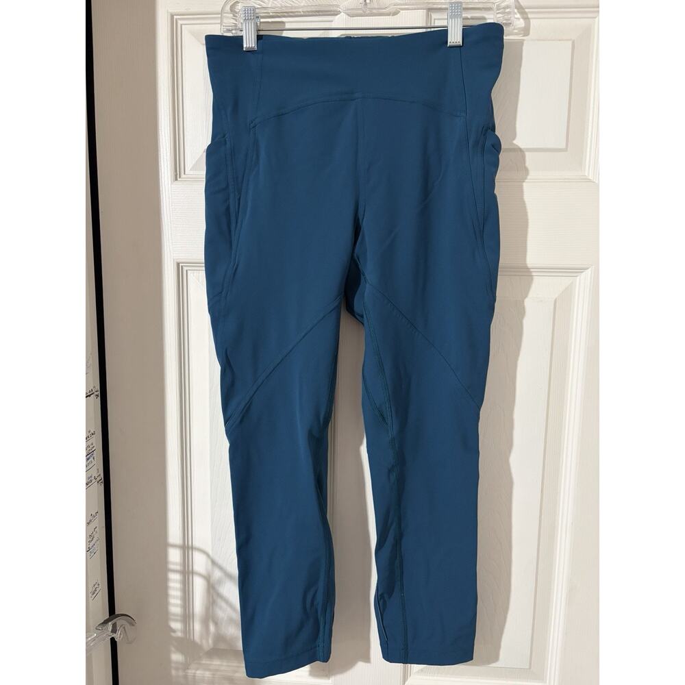 Lululemon Lead The Pack Crop Nile Blue Leggings Sz 8 Women’s W6AKSS